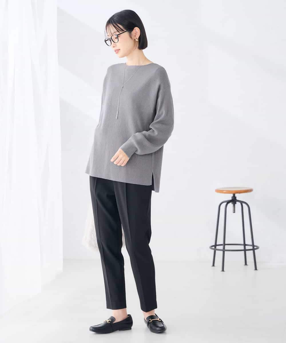 K2FAG50039 a.v.v(アー・ヴェ・ヴェ) 【洗える】切替 ボートネック チュニック ニット レッド