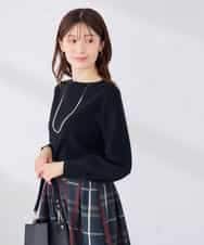 K2FAG69039 a.v.v(アー・ヴェ・ヴェ) ボートネック パフスリーブ ニット【洗える/麗しニット】 レッド