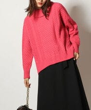K2FAS52044 a.v.v(アー・ヴェ・ヴェ) アラン柄ハイネックニット ピンク