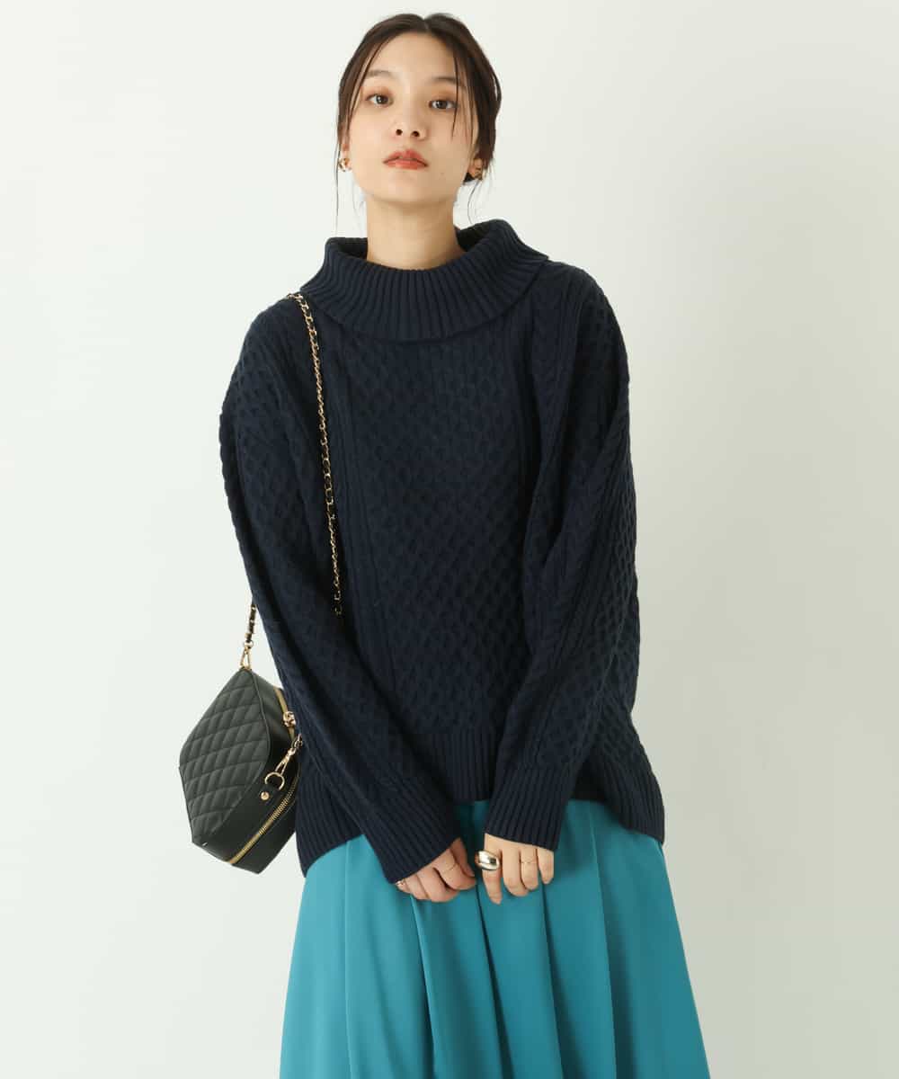 K2FAS52044 a.v.v(アー・ヴェ・ヴェ) アラン柄ハイネックニット アイボリー