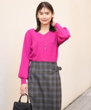 K2FAS59034 a.v.v(アー・ヴェ・ヴェ) パフスリーブVネックニット アイボリー