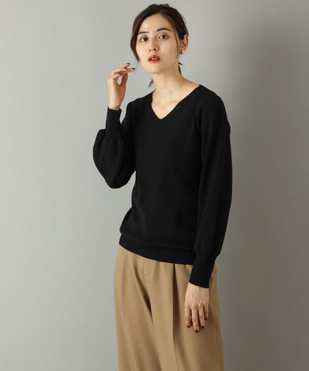 K2FAS59034 a.v.v(アー・ヴェ・ヴェ) パフスリーブVネックニット アイボリー