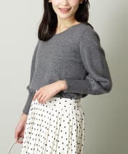 K2FAV43049 a.v.v(アー・ヴェ・ヴェ) フェザーヤーンラメVネックニット ダークグレー