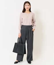 K2FBA49039 a.v.v(アー・ヴェ・ヴェ) Vネックパフスリーブラメニット ブラック
