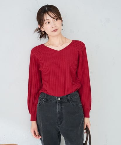 K2FBD15044  プリーツライクVネックニット