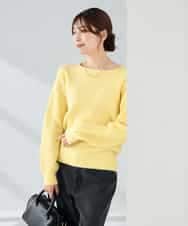 K2FBD25049 a.v.v(アー・ヴェ・ヴェ) ダイヤ柄ニットプルオーバー ライトイエロー