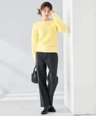 K2FBD25049 a.v.v(アー・ヴェ・ヴェ) ダイヤ柄ニットプルオーバー ライトイエロー