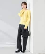 K2FBD25049 a.v.v(アー・ヴェ・ヴェ) ダイヤ柄ニットプルオーバー ライトイエロー