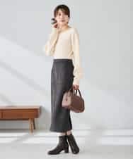 K2FBD25049 a.v.v(アー・ヴェ・ヴェ) ダイヤ柄ニットプルオーバー ライトイエロー