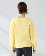 K2FBD25049 a.v.v(アー・ヴェ・ヴェ) ダイヤ柄ニットプルオーバー ライトイエロー