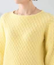 K2FBD25049 a.v.v(アー・ヴェ・ヴェ) ダイヤ柄ニットプルオーバー ライトイエロー