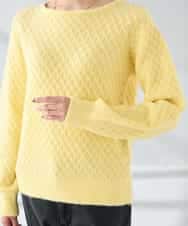 K2FBD25049 a.v.v(アー・ヴェ・ヴェ) ダイヤ柄ニットプルオーバー ライトイエロー