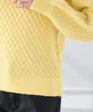 K2FBD25049 a.v.v(アー・ヴェ・ヴェ) ダイヤ柄ニットプルオーバー ライトイエロー