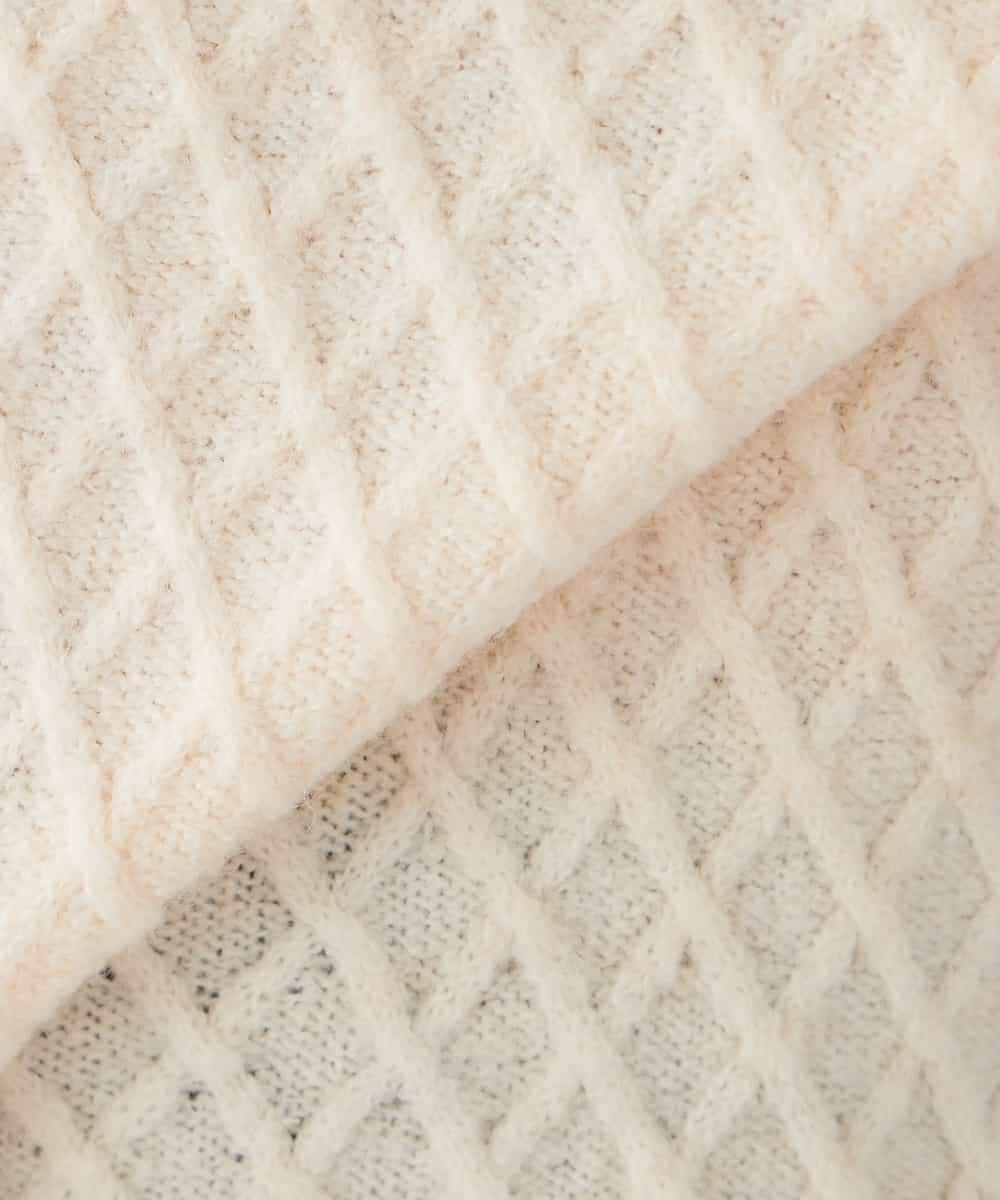 K2FBD25049 a.v.v(アー・ヴェ・ヴェ) ダイヤ柄ニットプルオーバー ライトイエロー