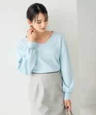 K2FBD27054 a.v.v(アー・ヴェ・ヴェ) フラワー刺繍ニットプルオーバー ライトブルー