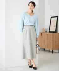 K2FBD27054 a.v.v(アー・ヴェ・ヴェ) フラワー刺繍ニットプルオーバー ライトブルー