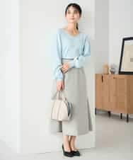 K2FBD27054 a.v.v(アー・ヴェ・ヴェ) フラワー刺繍ニットプルオーバー ライトブルー