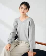 K2FBD27054 a.v.v(アー・ヴェ・ヴェ) フラワー刺繍ニットプルオーバー ライトブルー