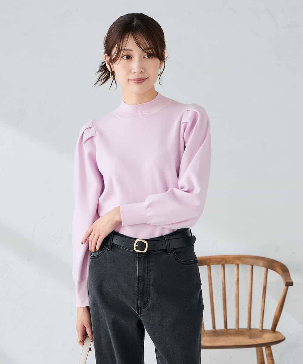 K2FBD28044 a.v.v(アー・ヴェ・ヴェ) プチハイネックショルダータックニット ピンク