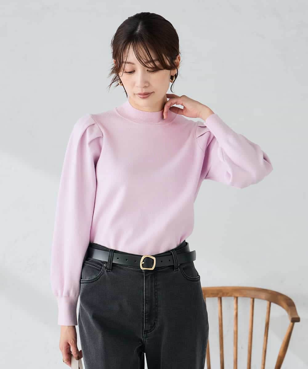 K2FBD28044 a.v.v(アー・ヴェ・ヴェ) プチハイネックショルダータックニット ピンク