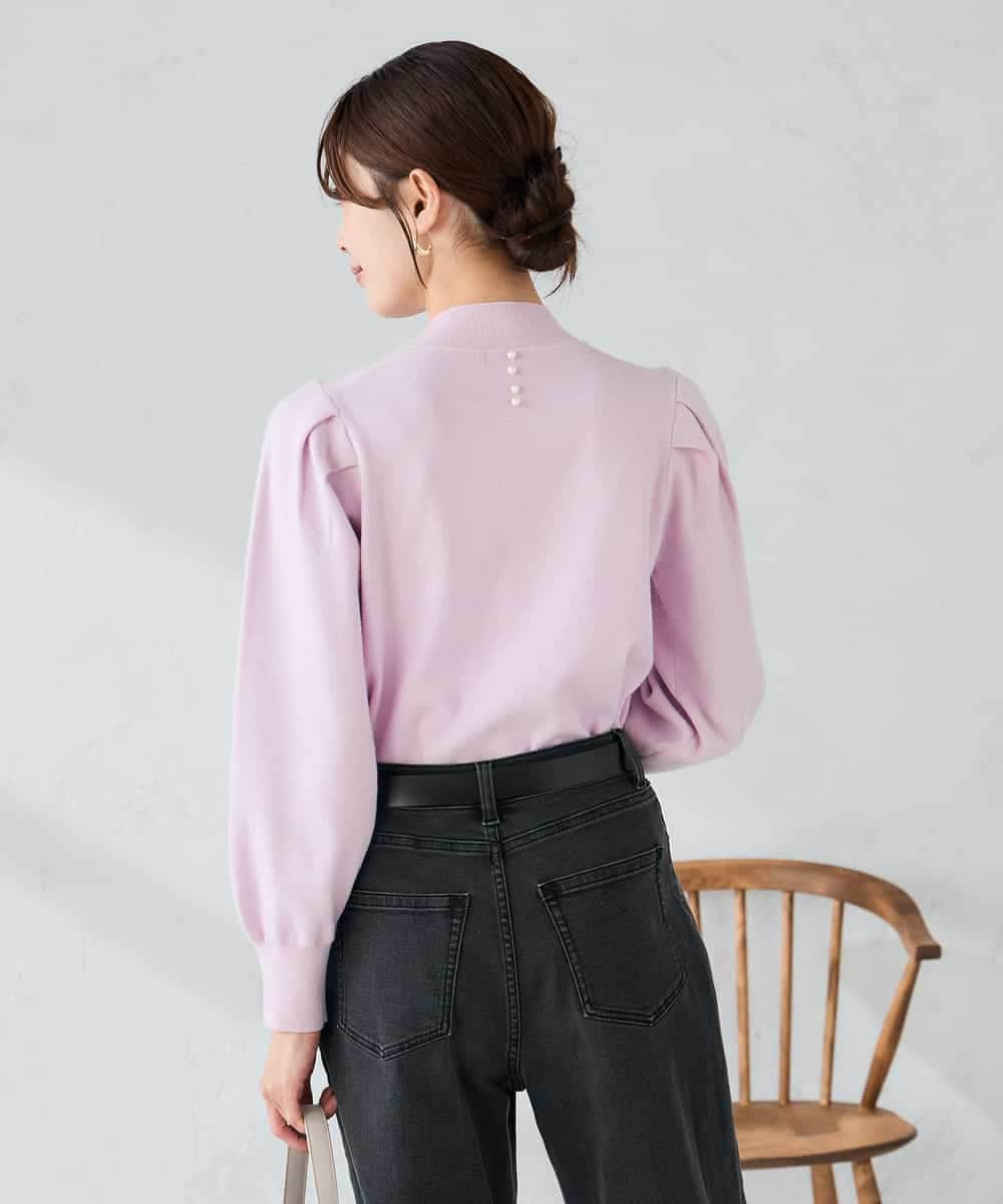 K2FBD28044 a.v.v(アー・ヴェ・ヴェ) プチハイネックショルダータックニット ピンク