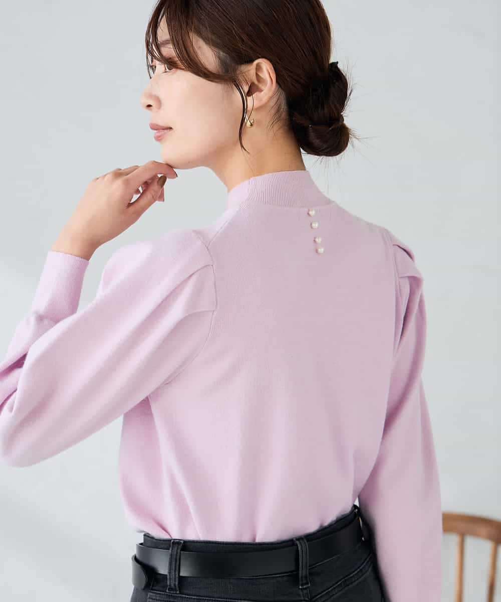 K2FBD28044 a.v.v(アー・ヴェ・ヴェ) プチハイネックショルダータックニット ピンク