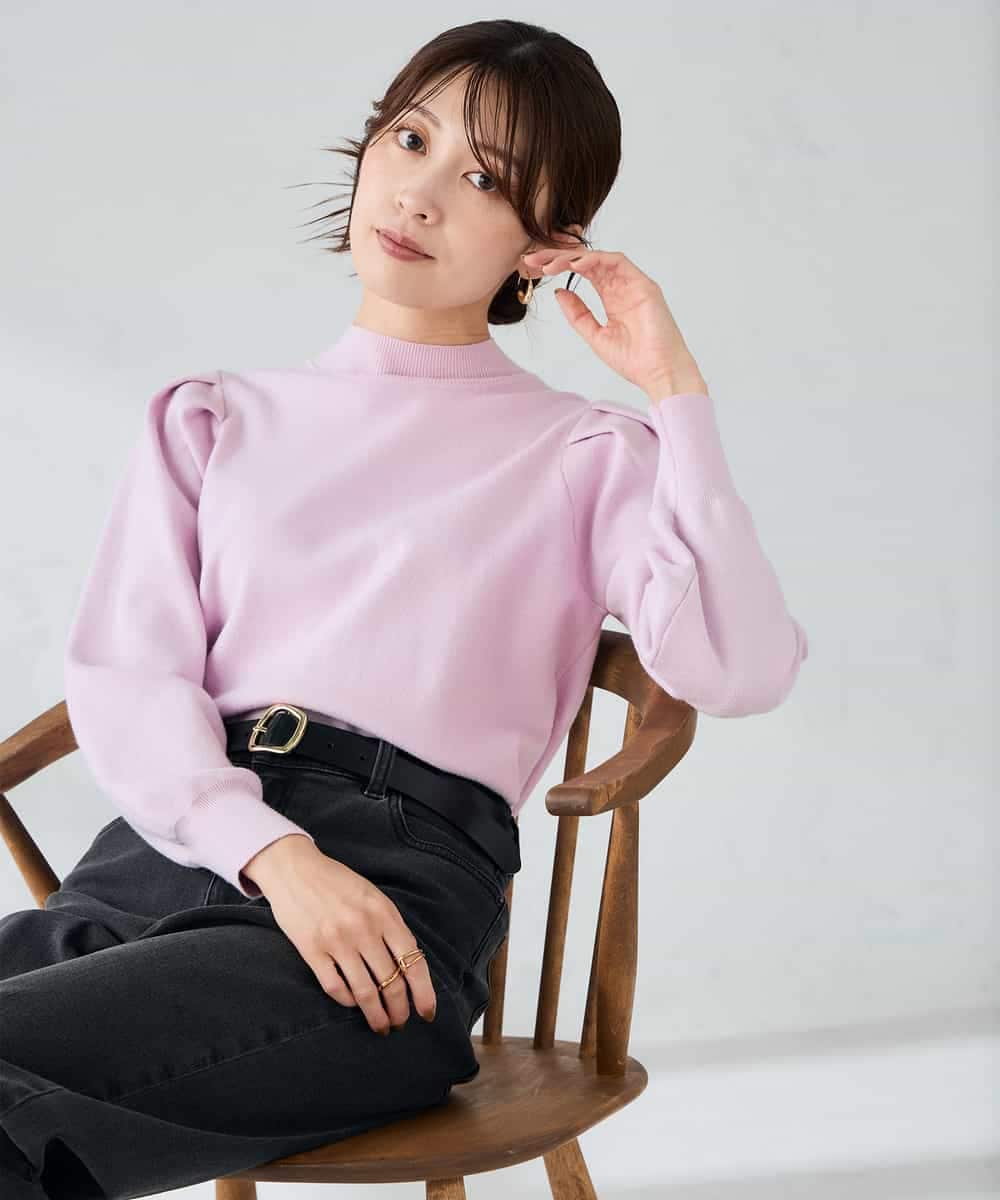 K2FBD28044 a.v.v(アー・ヴェ・ヴェ) プチハイネックショルダータックニット ピンク