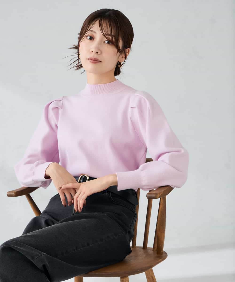 K2FBD28044 a.v.v(アー・ヴェ・ヴェ) プチハイネックショルダータックニット ピンク