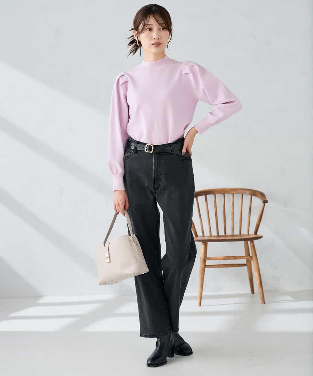 K2FBD28044 a.v.v(アー・ヴェ・ヴェ) プチハイネックショルダータックニット ピンク