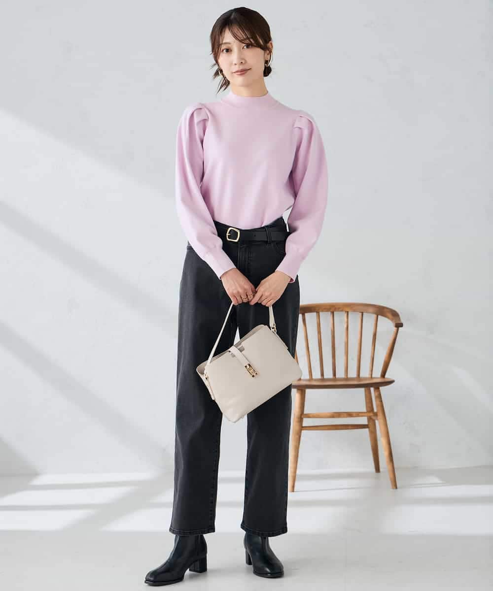 K2FBD28044 a.v.v(アー・ヴェ・ヴェ) プチハイネックショルダータックニット ピンク