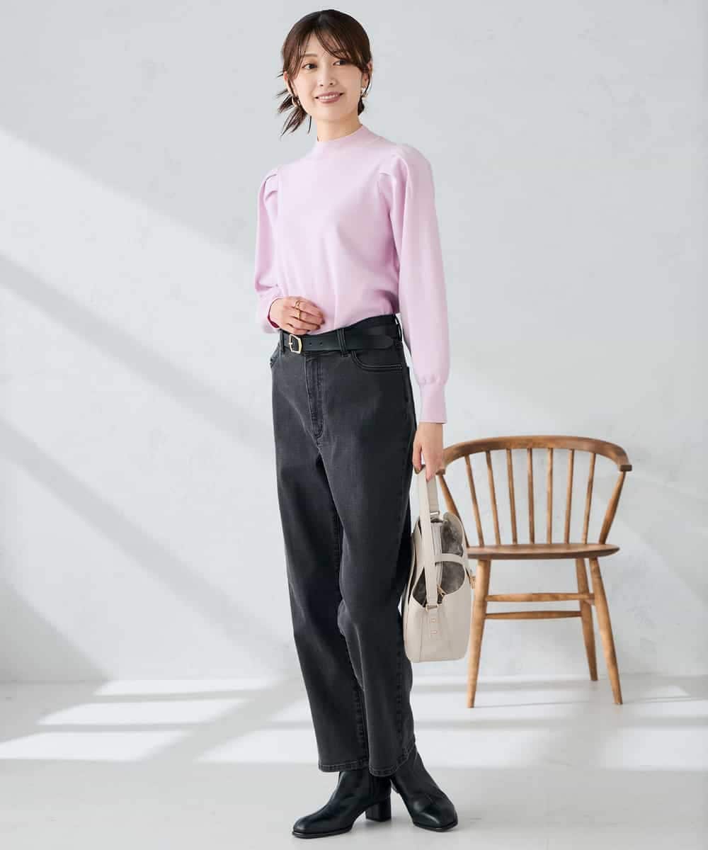 K2FBD28044 a.v.v(アー・ヴェ・ヴェ) プチハイネックショルダータックニット ピンク