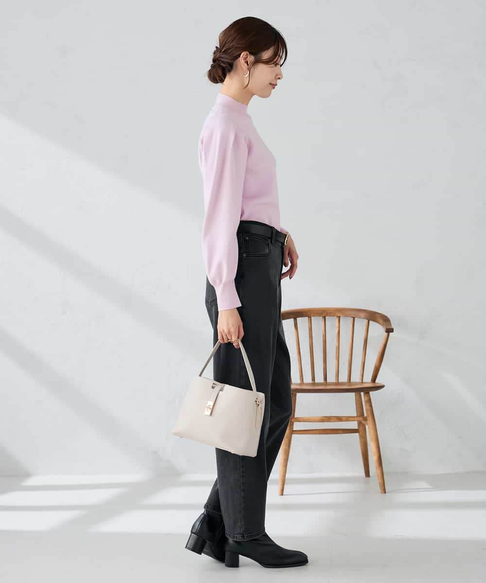 K2FBD28044 a.v.v(アー・ヴェ・ヴェ) プチハイネックショルダータックニット ピンク