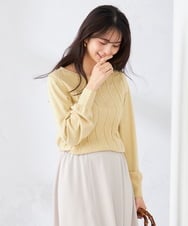 K2FBD34049 a.v.v(アー・ヴェ・ヴェ) アーガイルパフスリーブニット ライトイエロー