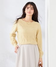 K2FBD34049 a.v.v(アー・ヴェ・ヴェ) アーガイルパフスリーブニット ライトイエロー