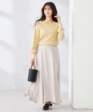 K2FBD34049 a.v.v(アー・ヴェ・ヴェ) アーガイルパフスリーブニット ライトイエロー