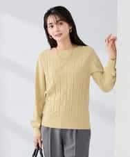 K2FBD34049 a.v.v(アー・ヴェ・ヴェ) アーガイルパフスリーブニット ライトイエロー