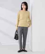 K2FBD34049 a.v.v(アー・ヴェ・ヴェ) アーガイルパフスリーブニット ライトイエロー