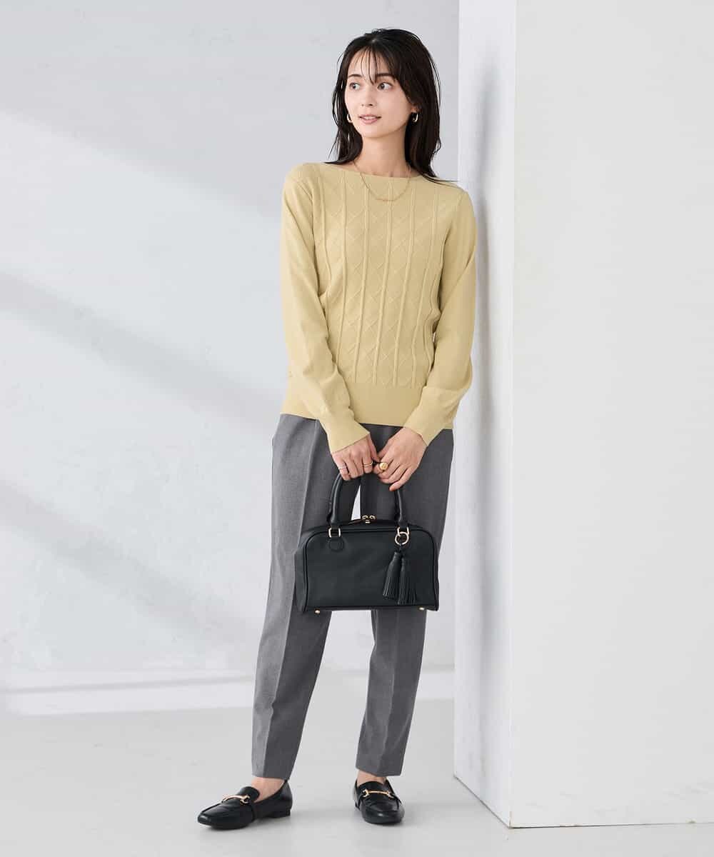 K2FBD34049 a.v.v(アー・ヴェ・ヴェ) アーガイルパフスリーブニット ライトイエロー