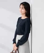 K2FBD34049 a.v.v(アー・ヴェ・ヴェ) アーガイルパフスリーブニット ライトイエロー