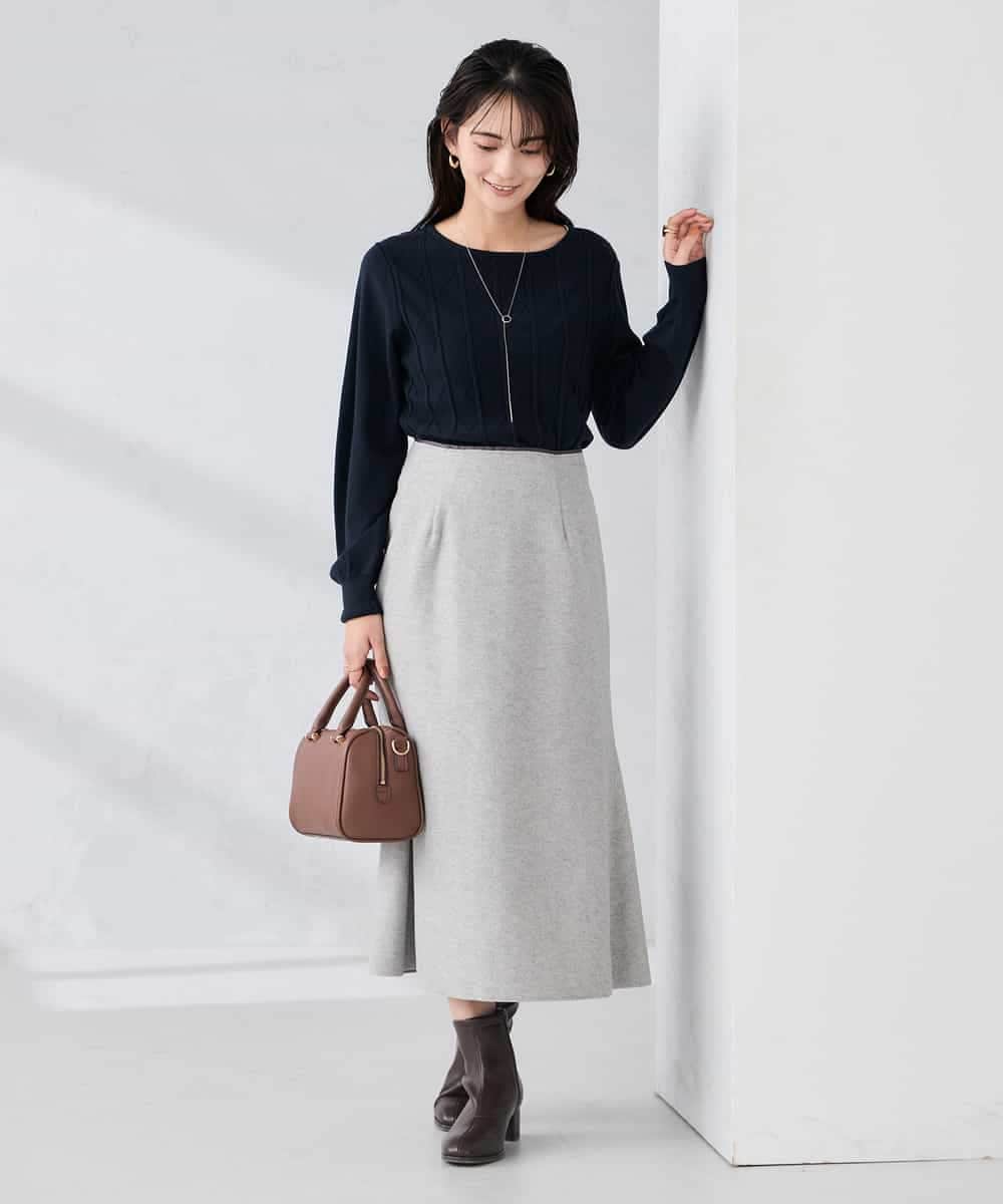 K2FBD34049 a.v.v(アー・ヴェ・ヴェ) アーガイルパフスリーブニット ライトイエロー