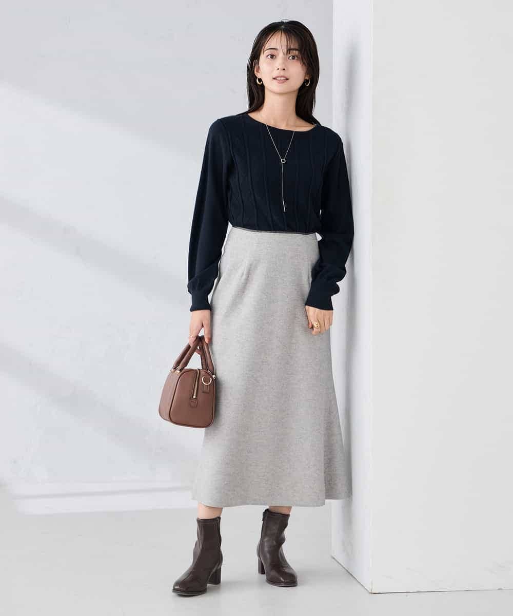 K2FBD34049 a.v.v(アー・ヴェ・ヴェ) アーガイルパフスリーブニット ライトイエロー