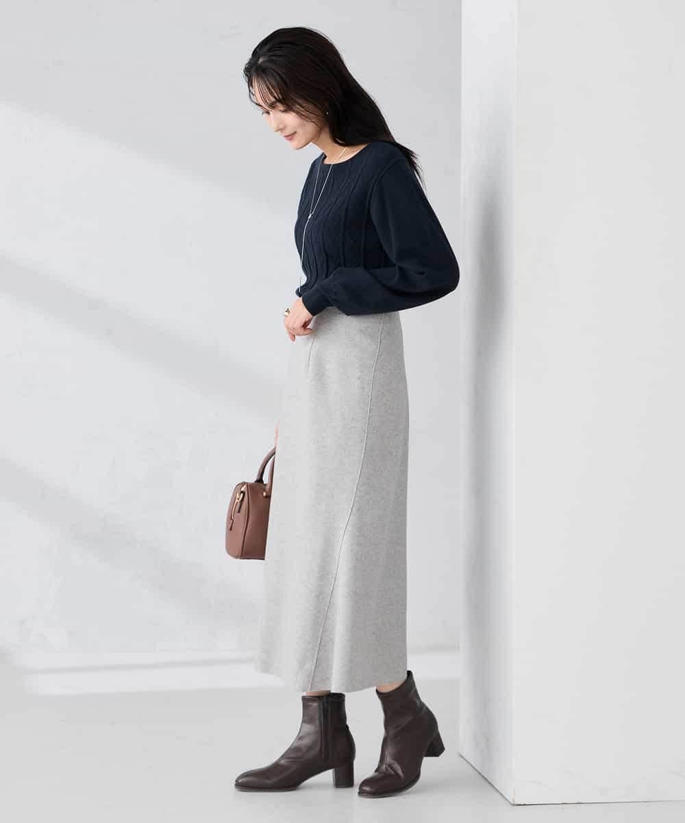 K2FBD34049 a.v.v(アー・ヴェ・ヴェ) アーガイルパフスリーブニット ライトイエロー