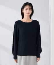 K2FBD34049 a.v.v(アー・ヴェ・ヴェ) アーガイルパフスリーブニット ライトイエロー