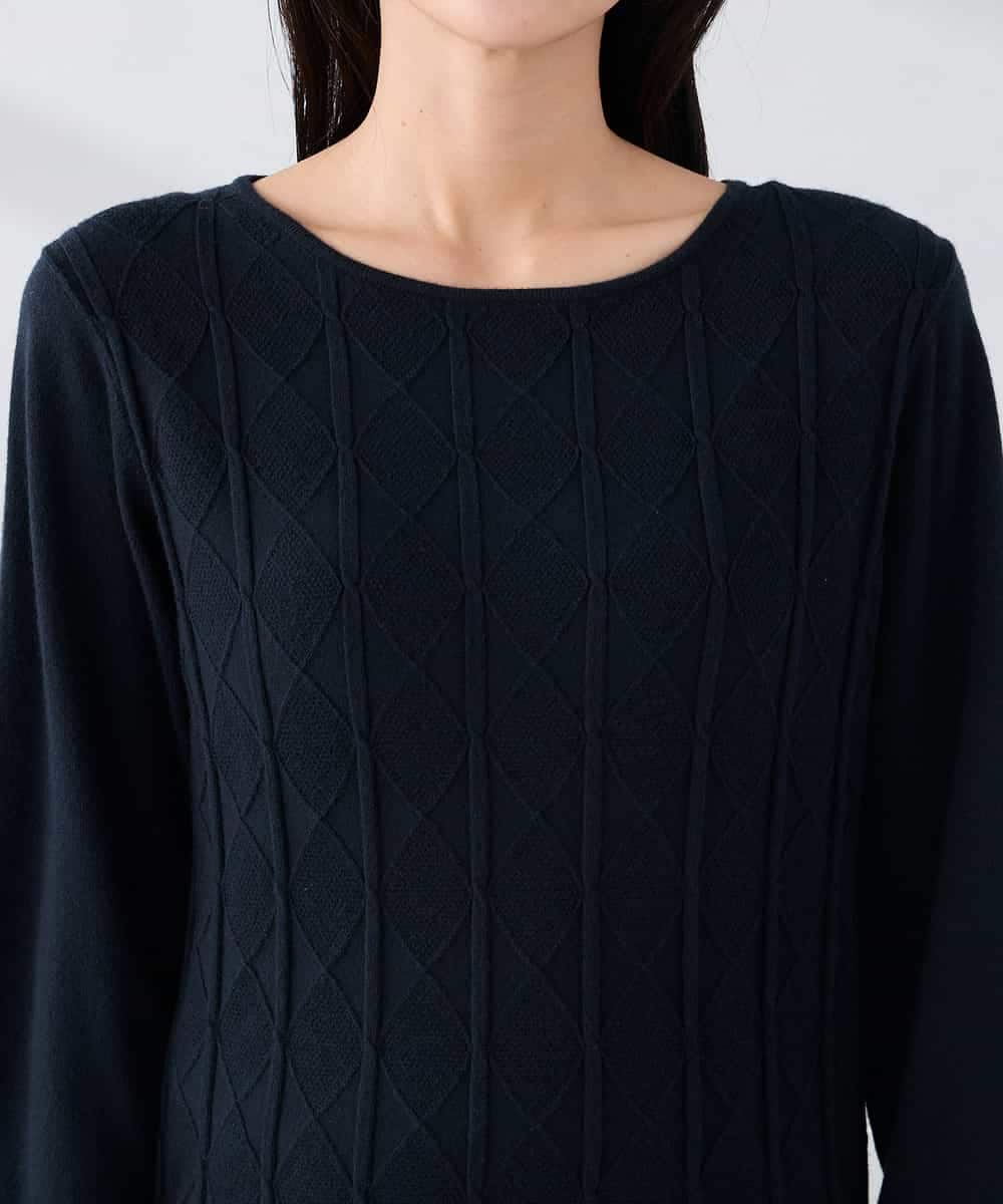 K2FBD34049 a.v.v(アー・ヴェ・ヴェ) アーガイルパフスリーブニット ライトイエロー