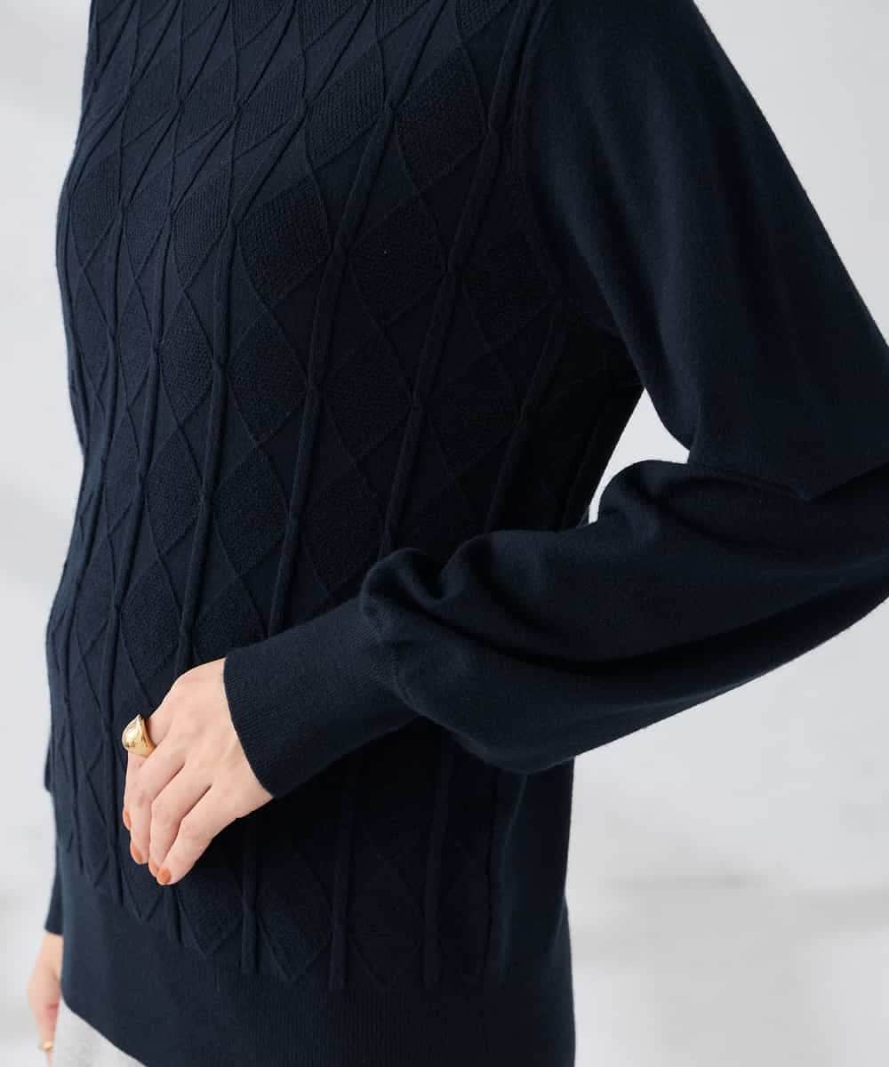 K2FBD34049 a.v.v(アー・ヴェ・ヴェ) アーガイルパフスリーブニット ライトイエロー