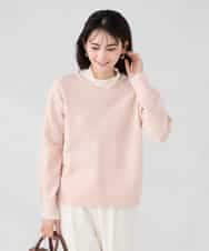 K2FBD35049 a.v.v(アー・ヴェ・ヴェ) スパンコールボーダーニット ピンク