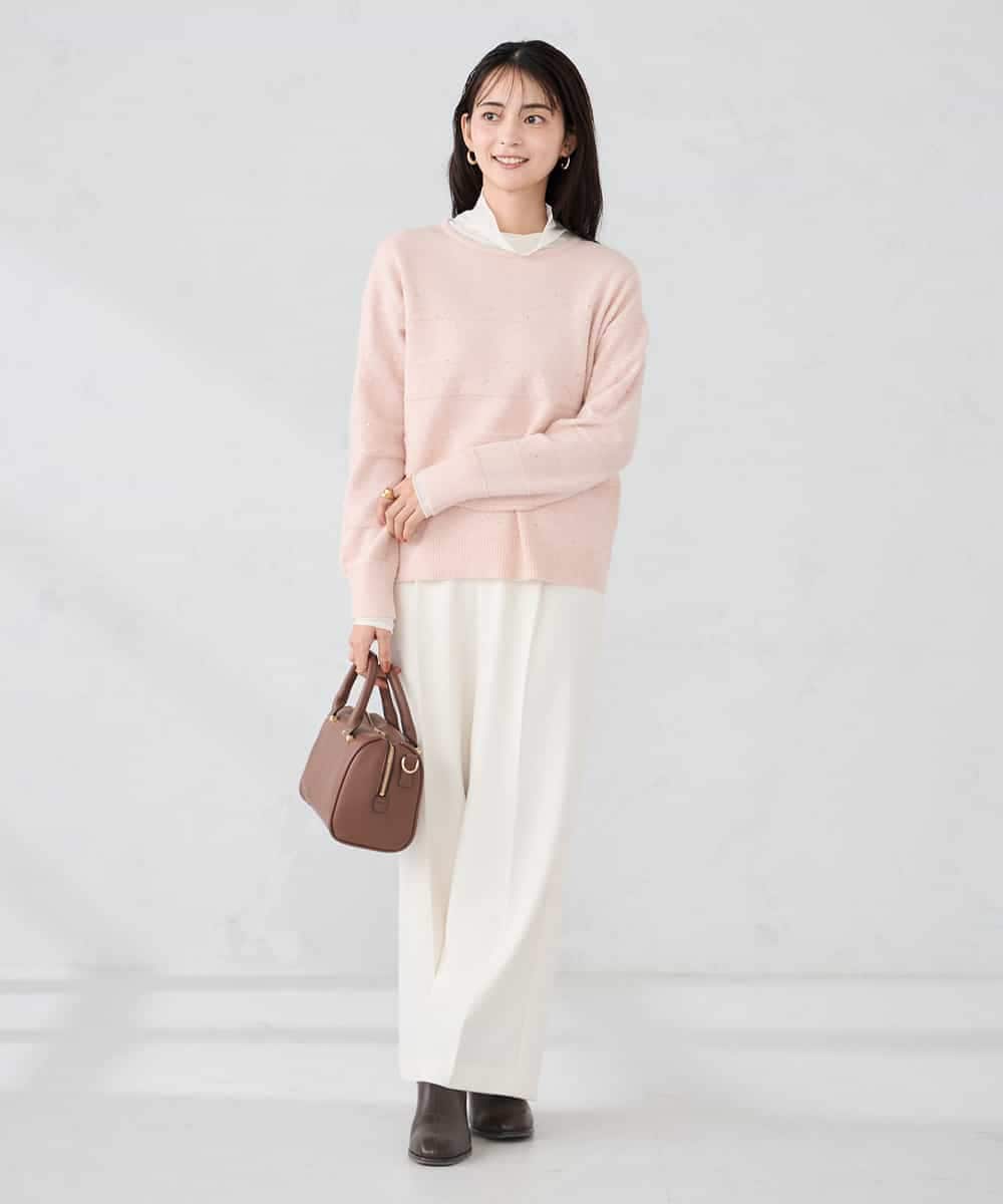 K2FBD35049 a.v.v(アー・ヴェ・ヴェ) スパンコールボーダーニット ピンク