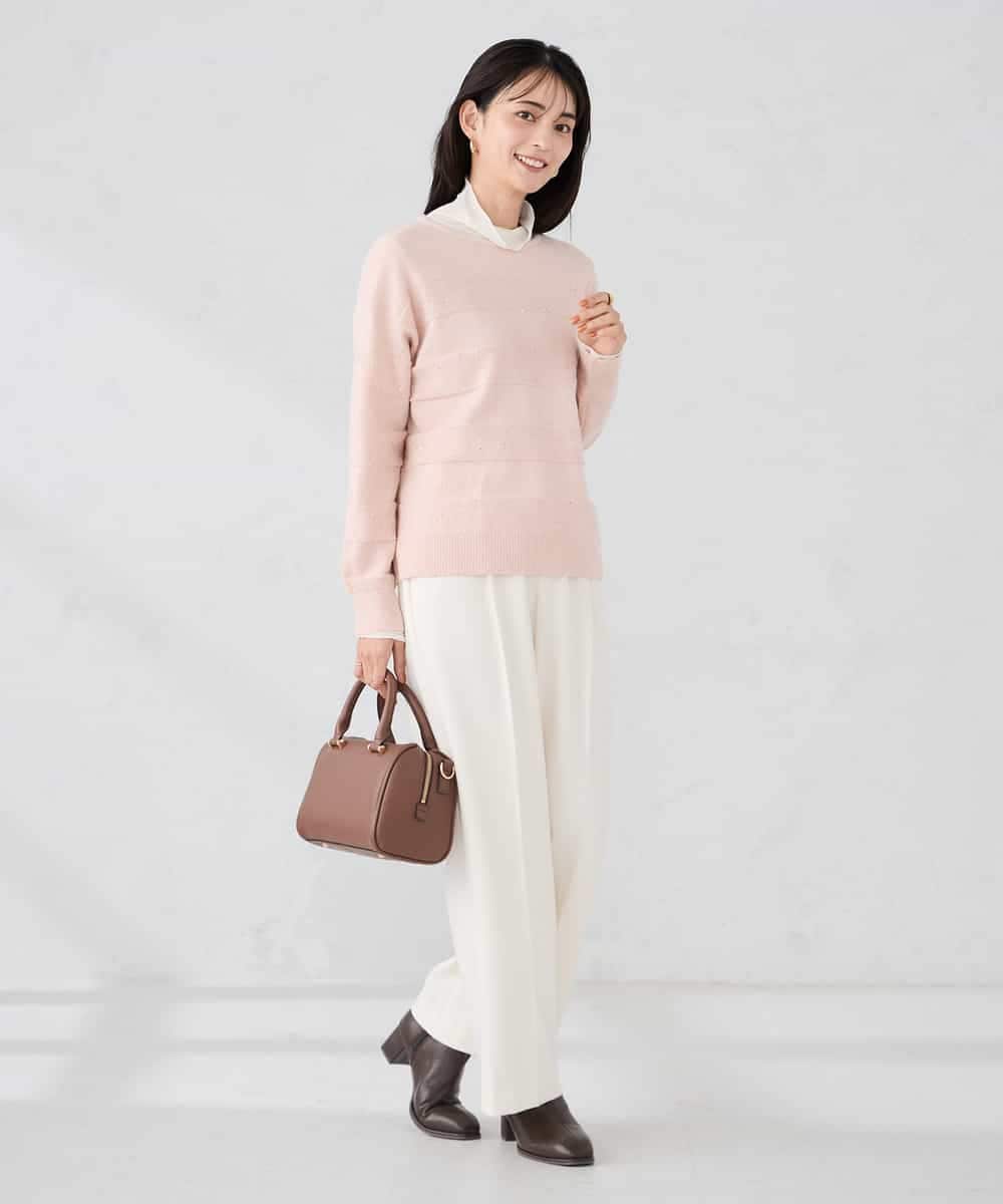 K2FBD35049 a.v.v(アー・ヴェ・ヴェ) スパンコールボーダーニット ピンク