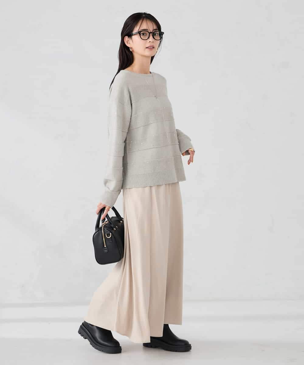 K2FBD35049 a.v.v(アー・ヴェ・ヴェ) スパンコールボーダーニット ピンク