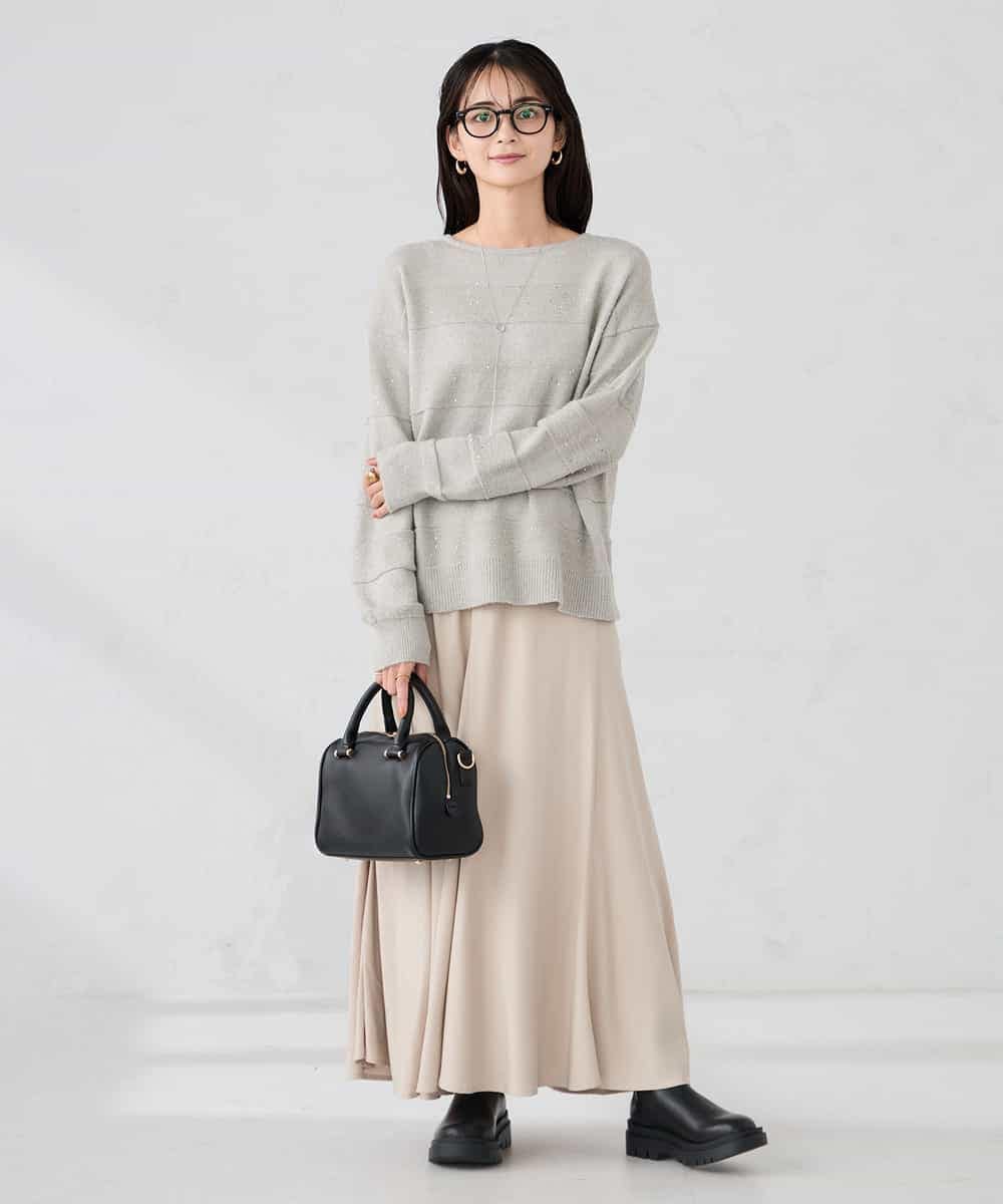 K2FBD35049 a.v.v(アー・ヴェ・ヴェ) スパンコールボーダーニット ピンク